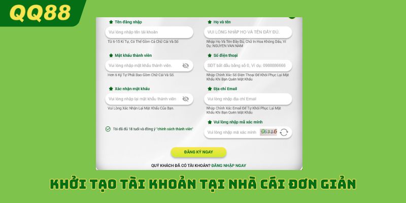 Đăng ký tài khoản tại nhà cái đơn giản